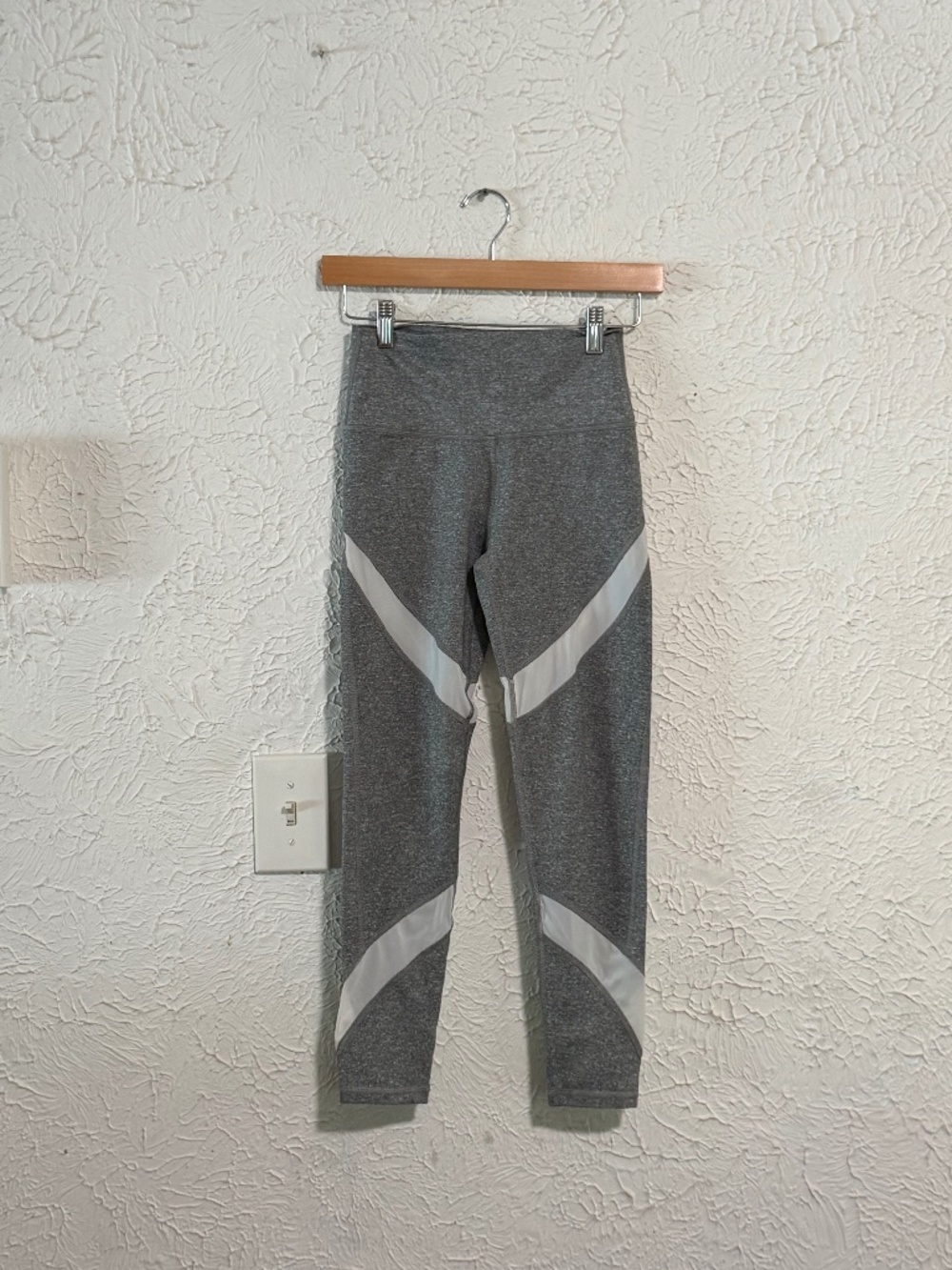 Aerie High Rise Leggings Womens XS Gray White Mesh Panel